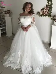 Alexzendra с длинным рукавом бальное платье Свадебные платья Длинные рукава с открытыми плечами элегантное новое платье невесты плюс размер