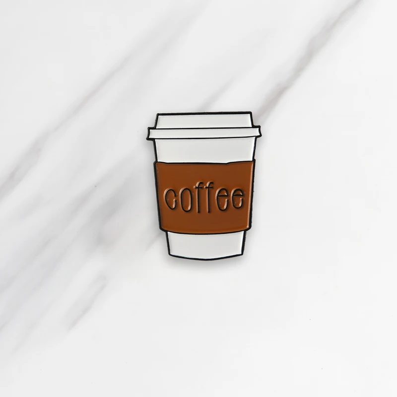 

Simple coffee Soft Enamel Brooches Brown Coffee Cup Button Pins for clothes Badge Cartoon Fashion Jewelry Gift for friends