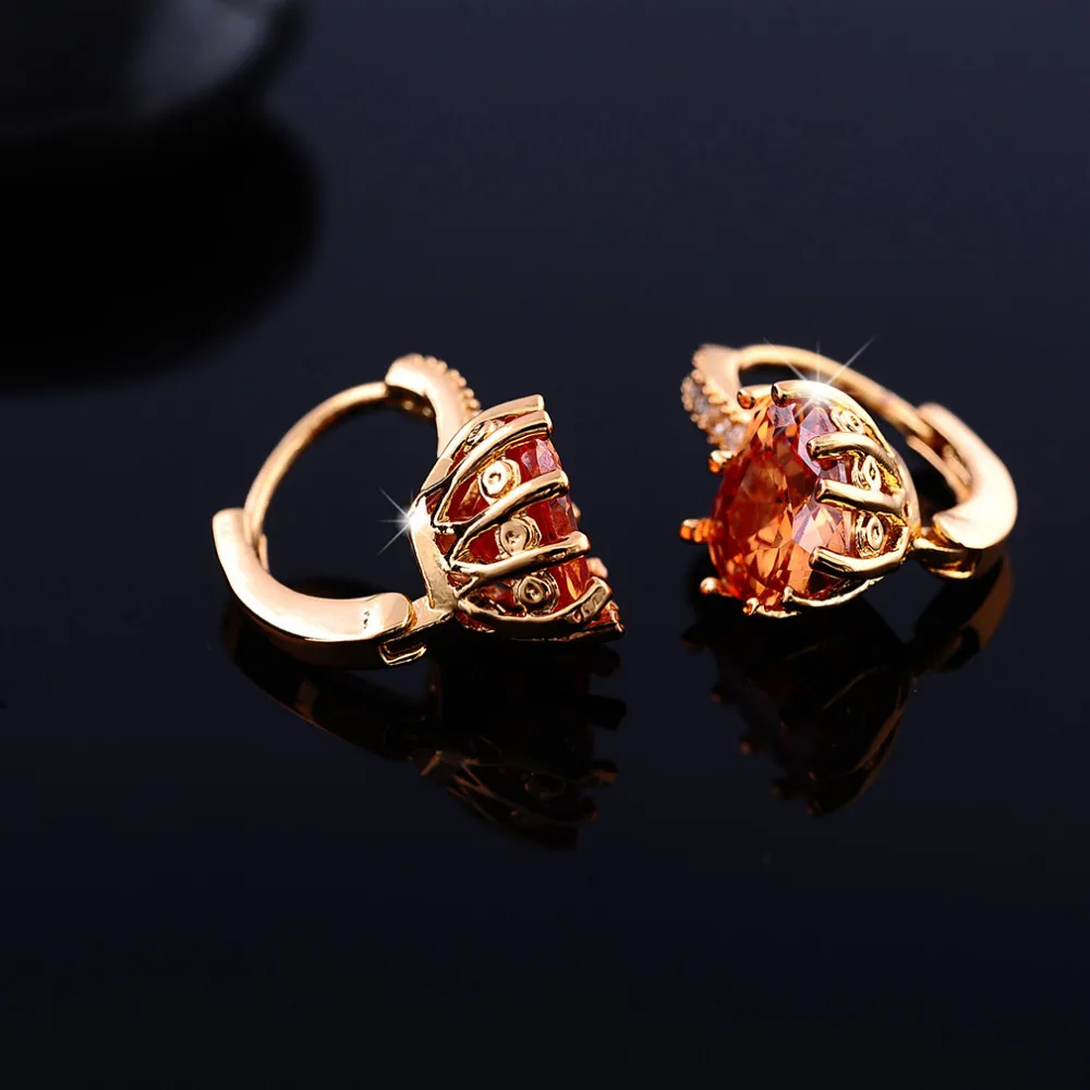 H: HYDE 1 пара золотого цвета Сердце CZ кубический цирконий камень женские серьги-кольца для подарка на Рождество pendientes mujer moda