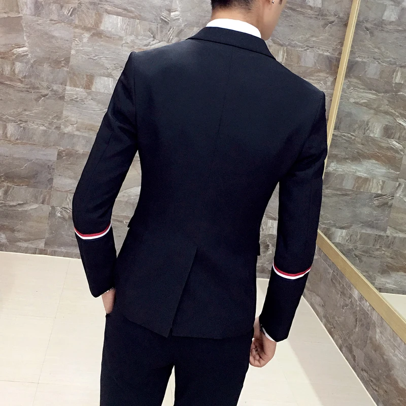 2018 Mens Cotton Fashion Webbing Casual Business Suit Jackets / Men High-end Formal Wedding Dress Groom Suit Blazer ( 1 Piece )