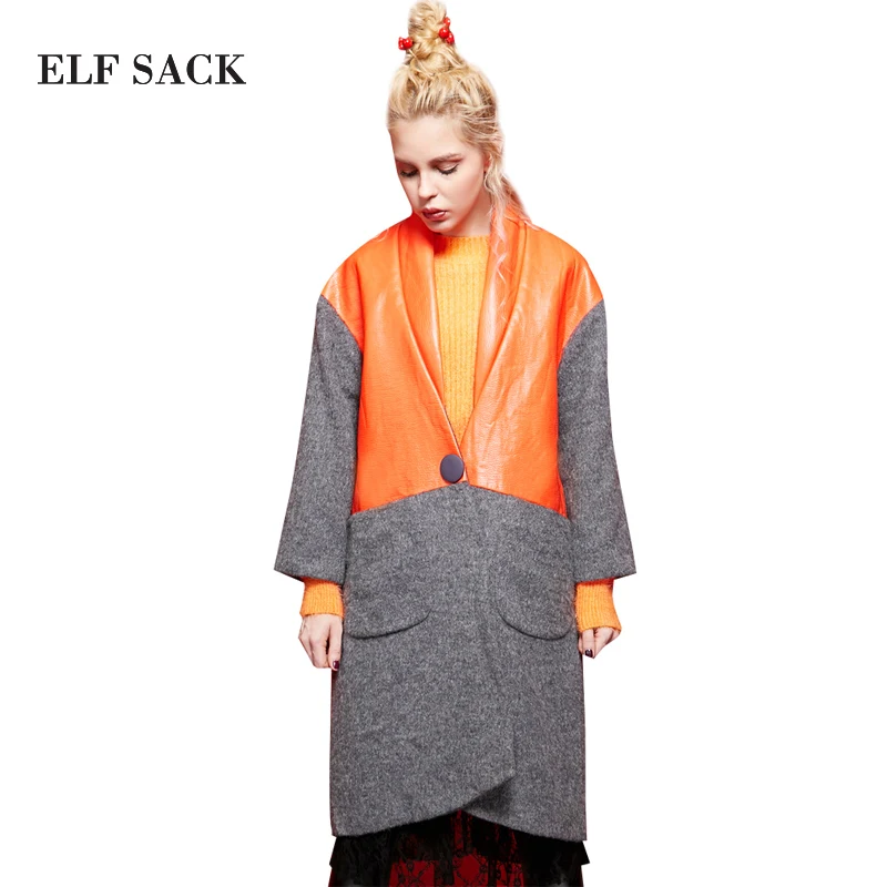 Elf SACK p Clacke for winter loose vent PU colorant match wool coat