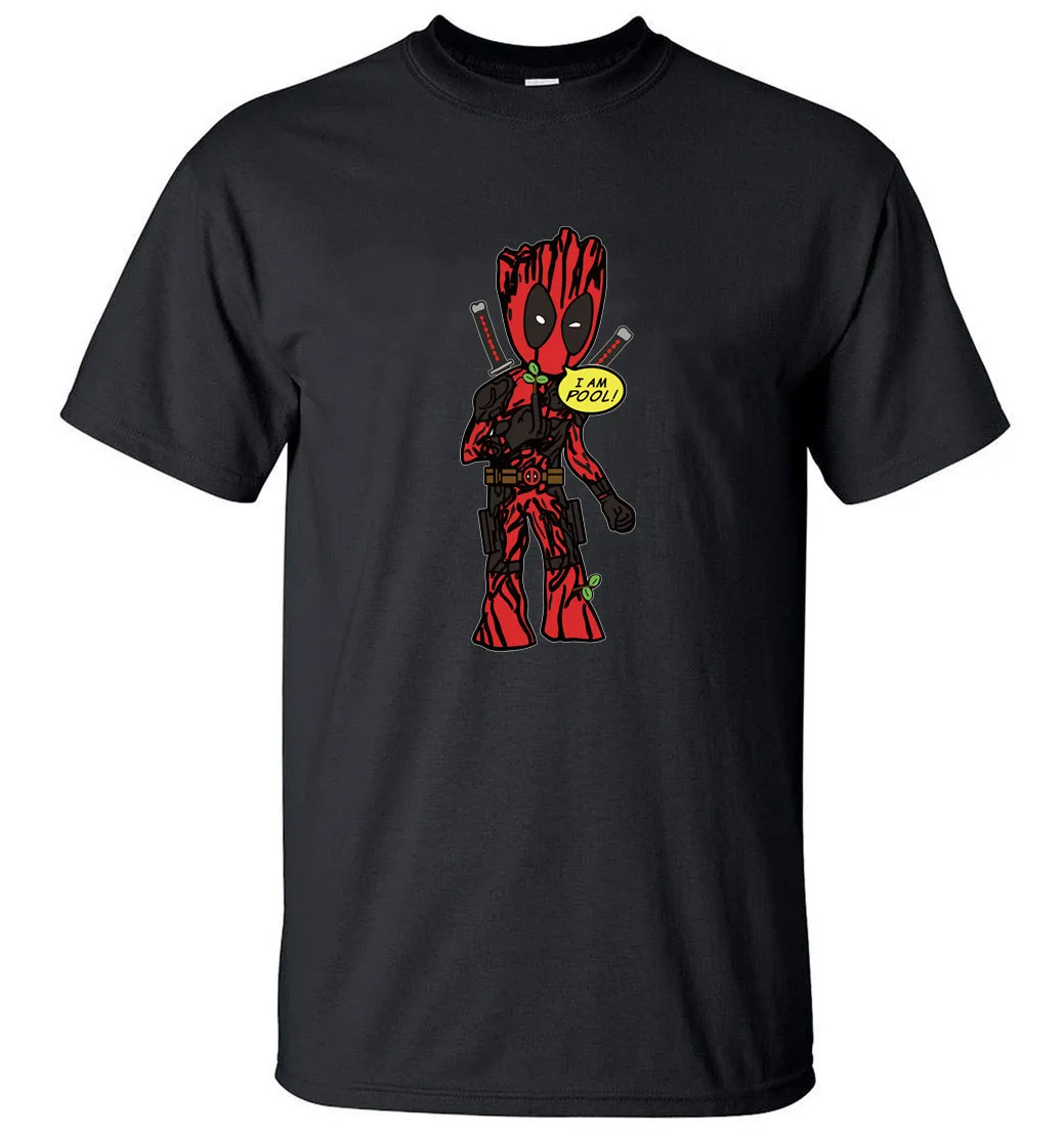 I'm Groot &amp Deadpool Funny Super Hero Men's T Shirt 2018 Summer 100% Cotton Short Sleeve T-Shirt Brand Clothing For Fans | Мужская