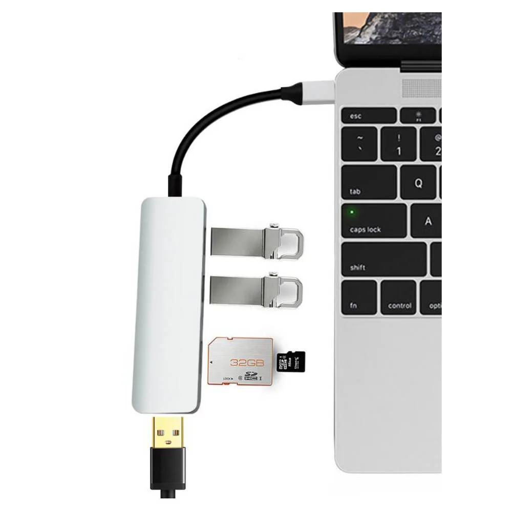 Мульти USB разветвитель Тип C 5 в 1 USB 3,0 концентратор 3 USB 3,0 SD/TF кардридер адаптер для Macbook PC S9 Прямая поставка
