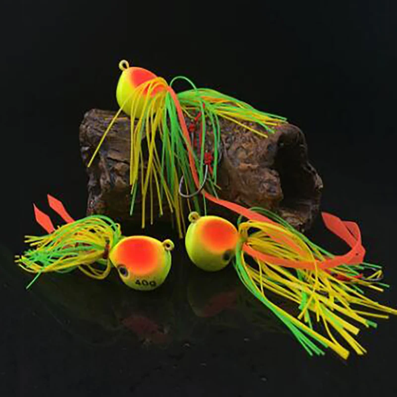 1PCS Lead Fishing Bait with Skirt and Hooks Grass Green Fishing Jigs