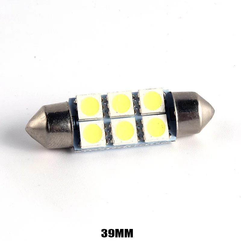 10 шт. C5W купол с фестонами 5050 SMD 6 светодиодный DE 3175 авто интерьер дверная лампа номерного знака светильник лампы AC/DC 12V Белый F: кристально-голубой