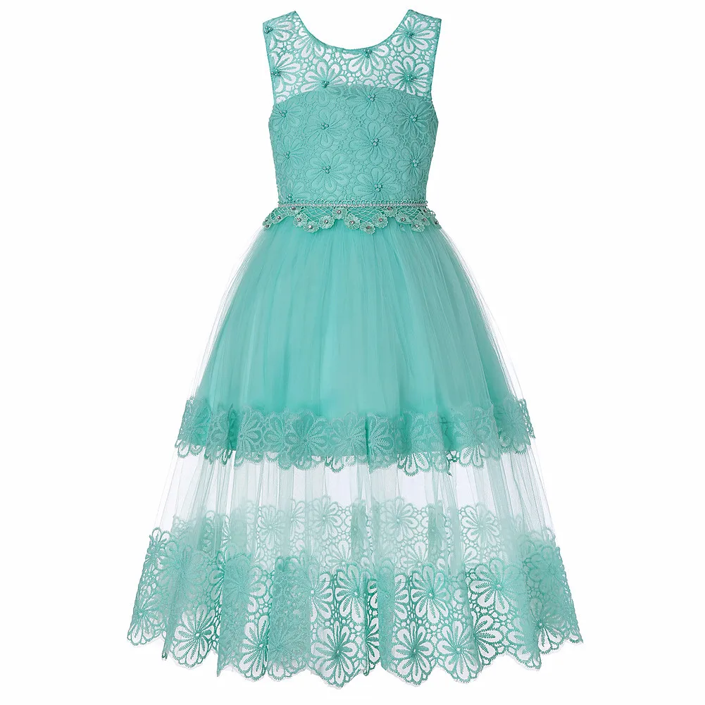 Элегантные платья для девочек от 4 до 15 лет, платье принцессы вечерние платья для выпускного вечера для девочек, праздничное платье для девочек, одежда, Vestidos - Цвет: Green