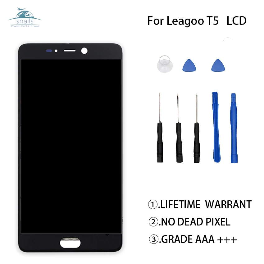 

For Leagoo T5 LCD Display Touch Screen Assembly For Leagoo T5 LCD Screen Digitizer Display Free Tools