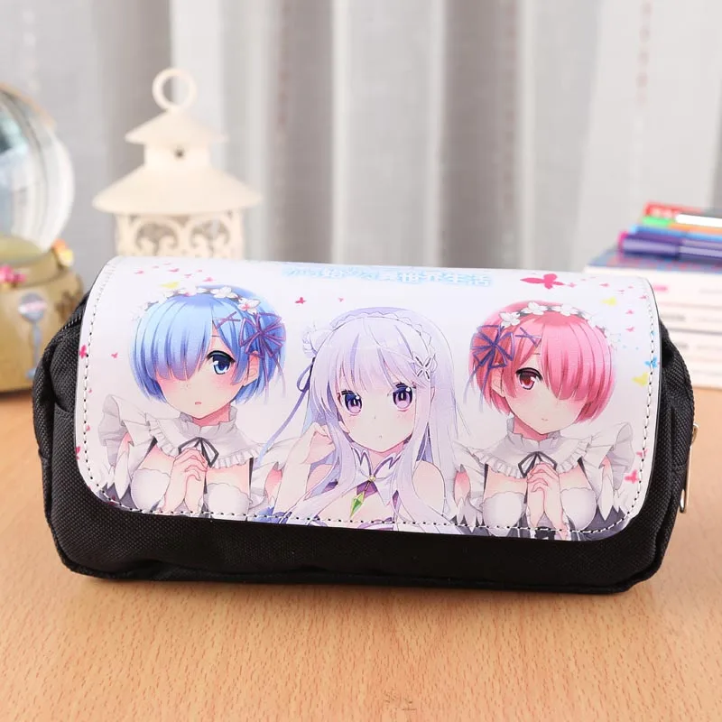 Travel Accessories of Anime Re:Life in a different world from zero Cosmetic Bag Rem and Ram Double-zipper Gift Bag