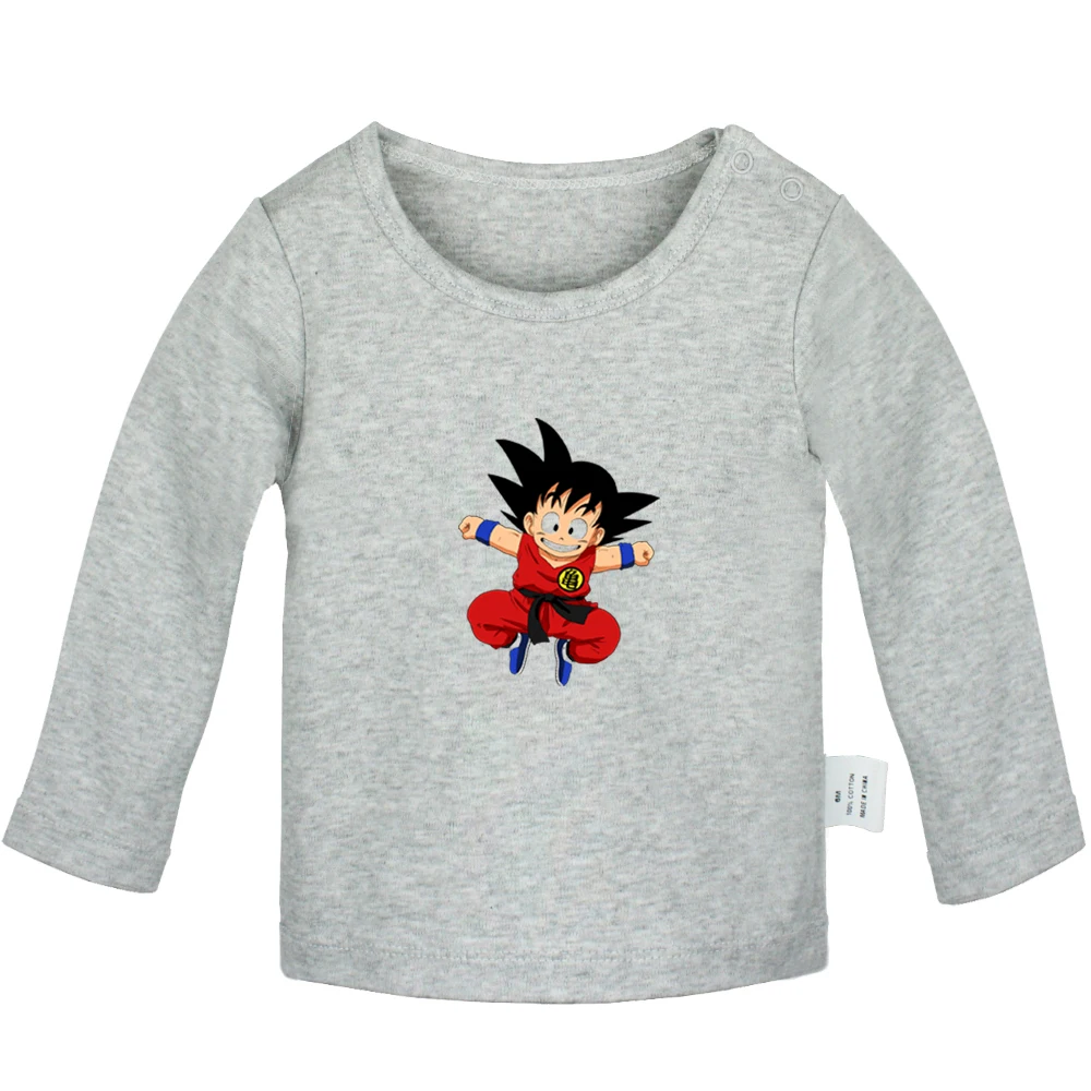 Мультфильм чууть обучение, чтобы бить ГОКУ это более 9000 Dragon Ball Z одежда розового цвета для новорожденных Футболки для малышей, детей ясельного возраста Графический Футболка с длинными рукавами Топы