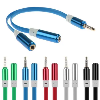 

2 in 1 Headphone Earphone Splitter Audio Cable 4 Pole 3.5mm Male to 2 Female Jack AUX Adapter Cord