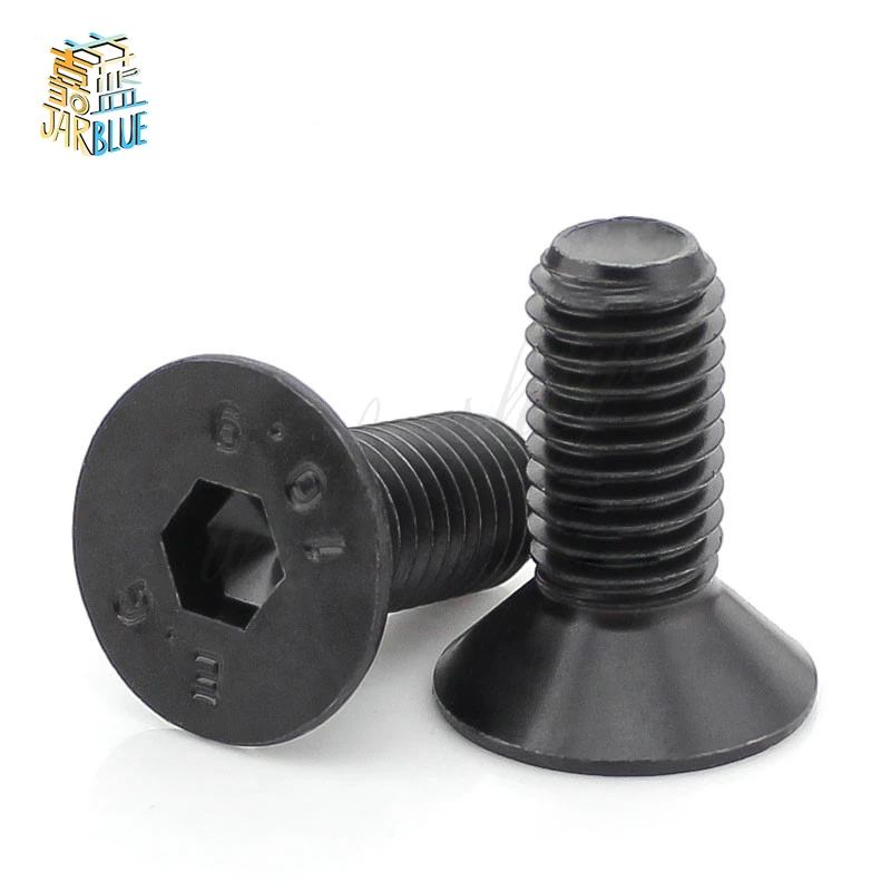 100PCS M3 M4 M5  series 10.9 round M*6/8/10/12-50 mm  Steel Flat Countersunk Head Hex Socket Screw