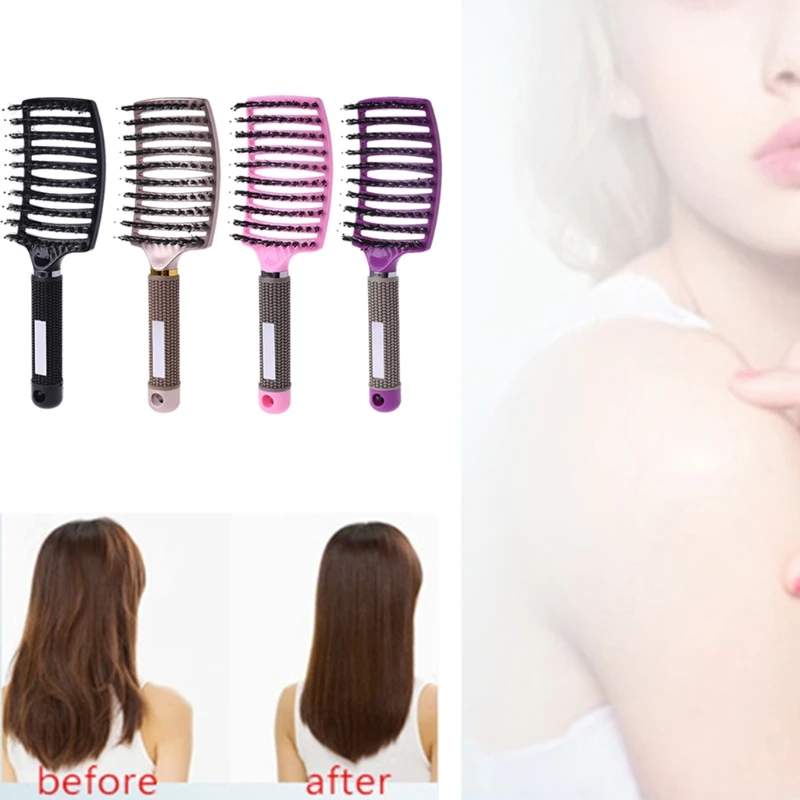 

Salon Professional Bristle & Nylon Hairbrush Scalp Massage Comb Wet Hair Brush