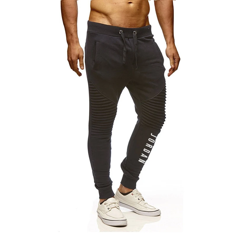 Брюки мужские повседневные брюки для пробежек, спортивные фитнес мужские тренировочные брюки с принтом логотипа Брендовые мужские штаны Зимние хлопковые штаны, брюки-карандаш - Цвет: 28
