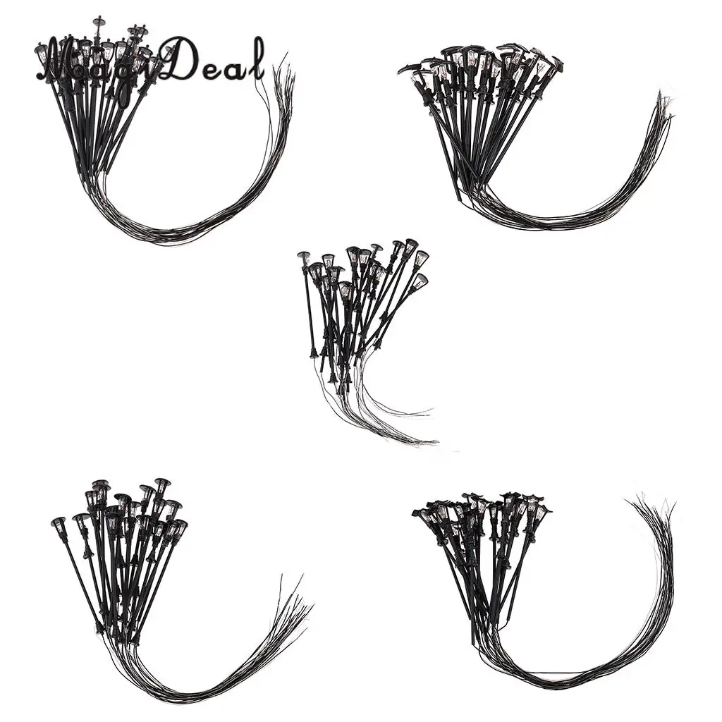 MagiDeal 20Pcs 1/100 Model Railway Led Lamppost Lamps Yard Street Lights HO Scale 7cm 12V Model Outdoor Lamp Yard Light Leds