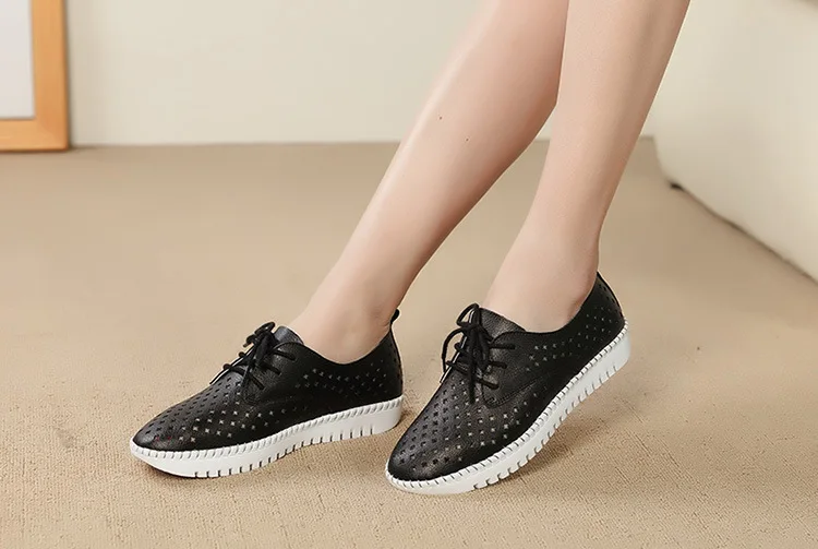 Вулканизированная обувь 2019 Весна Лето Натуральная кожа белые кроссовки женские белые туфли модные на шнуровке открытые женские кроссовки