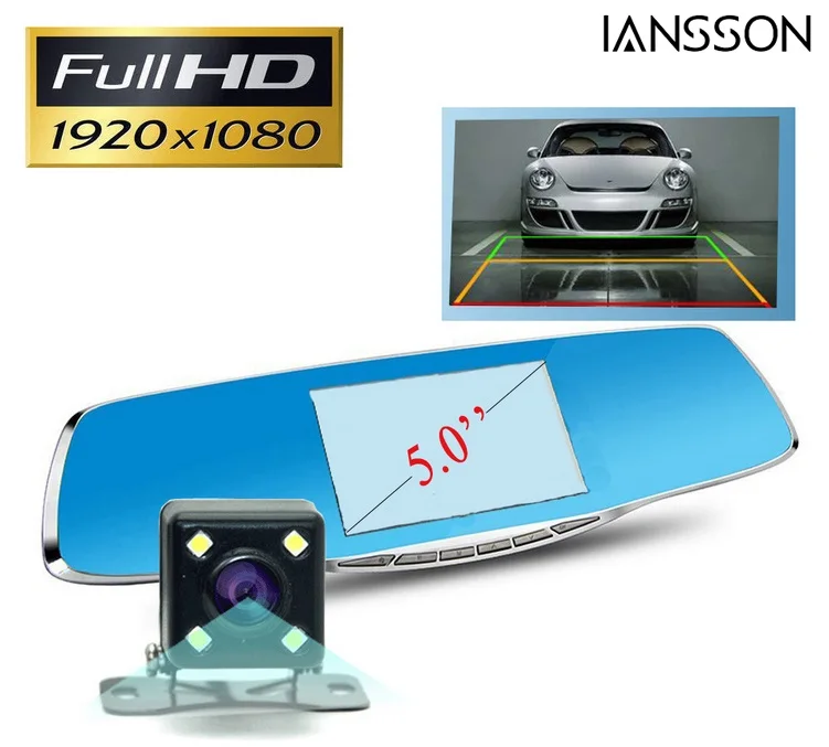 Новый Full HD 1080p автомобиля камера видеорегистратор Avtoregistrator 5 дюймов зеркало
