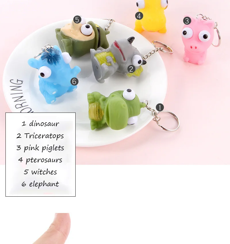 Best selling Cute cartoon squeezing key chain Dinosaur design Spoof decompression Plaything children's toy pendants Cultivating