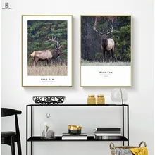 The Fresh Style Decorative Paintings Of The Deer Come In Pair Stand Aloof From The Wold Having The King Horn For Wall Decors king s the stand