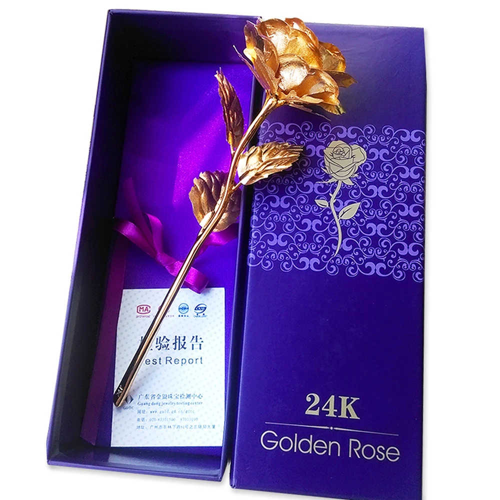 Creative-Valentine-s-day-craft-Birthday-wedding-gift-24k-gold-foil-plated-rose-lover-s-Gold
