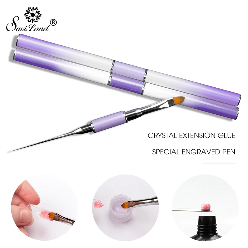 

Saviland UV PolyGel Poly Gel Nail Brush Dual-ended Slice Shape Tool for Nail Tips Extension Building Acrylic Kit