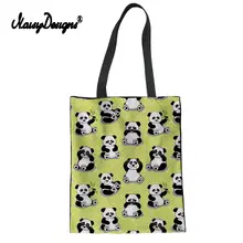 Бесшумный дизайн Kawaii сумка женская многоразовая сумка продуктовый Милый Панда холст пакет для шоппинга студентов колледжа сумки дропшиппинг