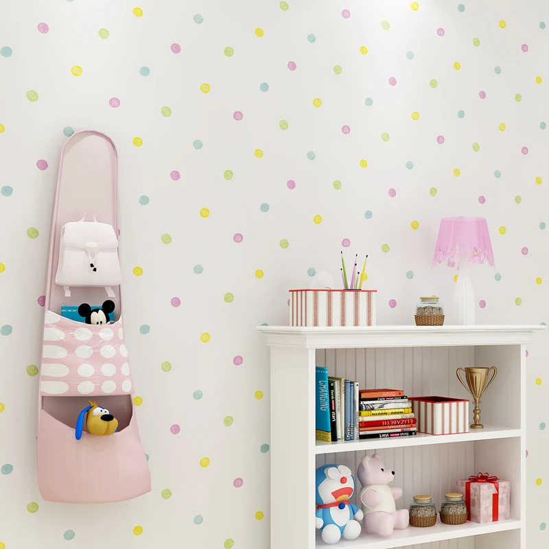 

2019 New Colorful Dots Wallpaper Kids Rooms Wall Stickers Baby Bedroom Wallpapers Self Adhesive Children Room Wall Paper ZP112