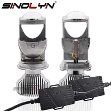 SINOLYN H4 9003 LED Mini Bi-LED Projector 1.5 inch Headlight Lens 60W 5500K Headlamp Retrofit DIY Car Styling High Low Lights