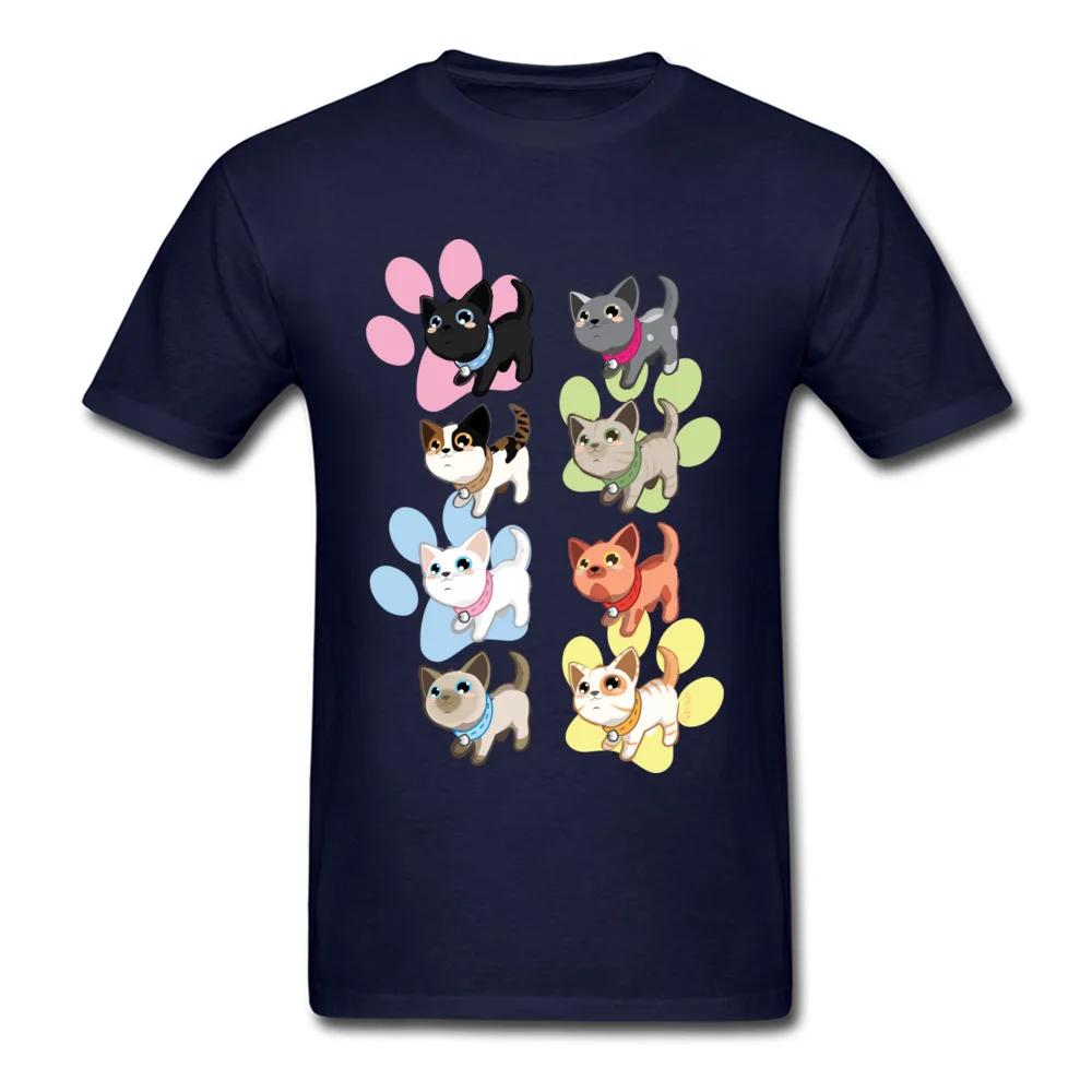 Kawaii Cat Мужская футболка с принтом котенка черная хлопковая Custom Cartoon O Neck одежда