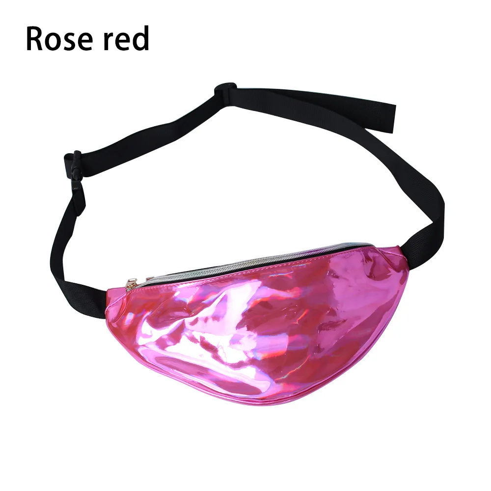 1 шт. модная женская поясная сумка для груди сумки полупрозрачные Светоотражающие лазерные поясные сумки Подушка Форма лазерная голограмма поясная сумка крутая - Цвет: Rose red