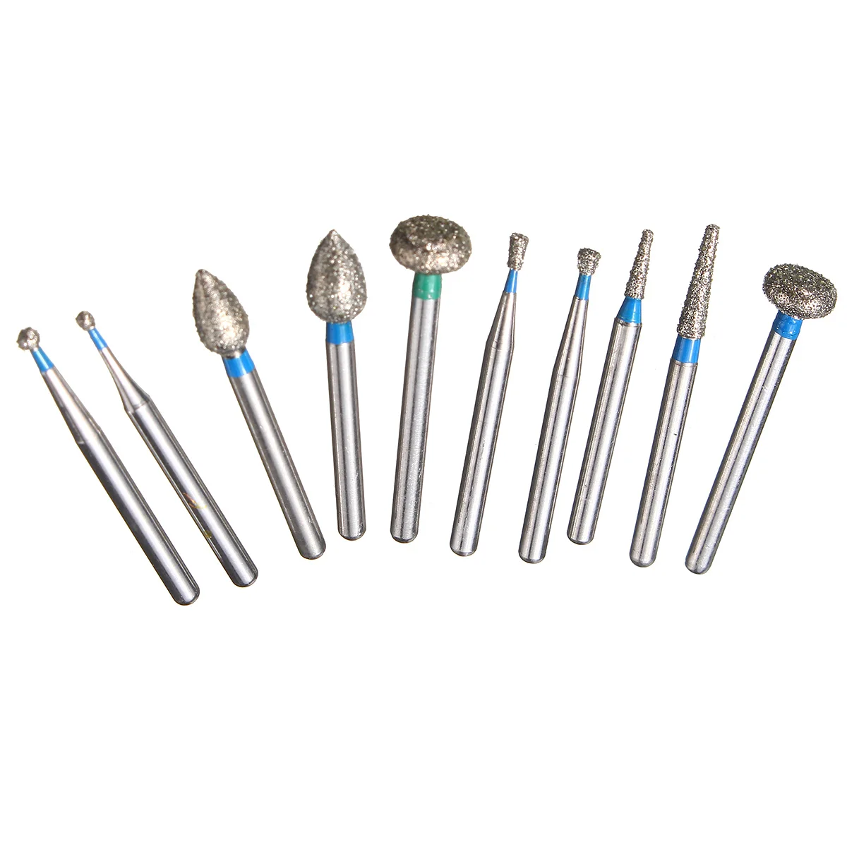 10pcs 1.6mm Burs Set Diamond Grinding Drill Bit Lab Burrs Block For High Speed Rotary Grinder Tool