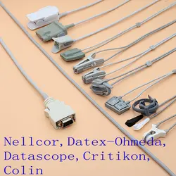 Совместимый Nellcor/Datex-Ohmeda/Datascope/Critikon/Colin, 14pin без чипа Spo2 кабель датчика для взрослых/детей/новорожденных/ветеринара