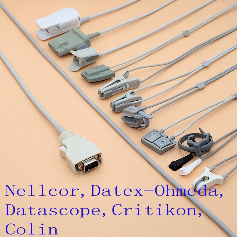 Совместимый Nellcor/Datex Ohmeda/Datascope/Critikon/Colin 14pin без чипа Spo2 кабель датчика для