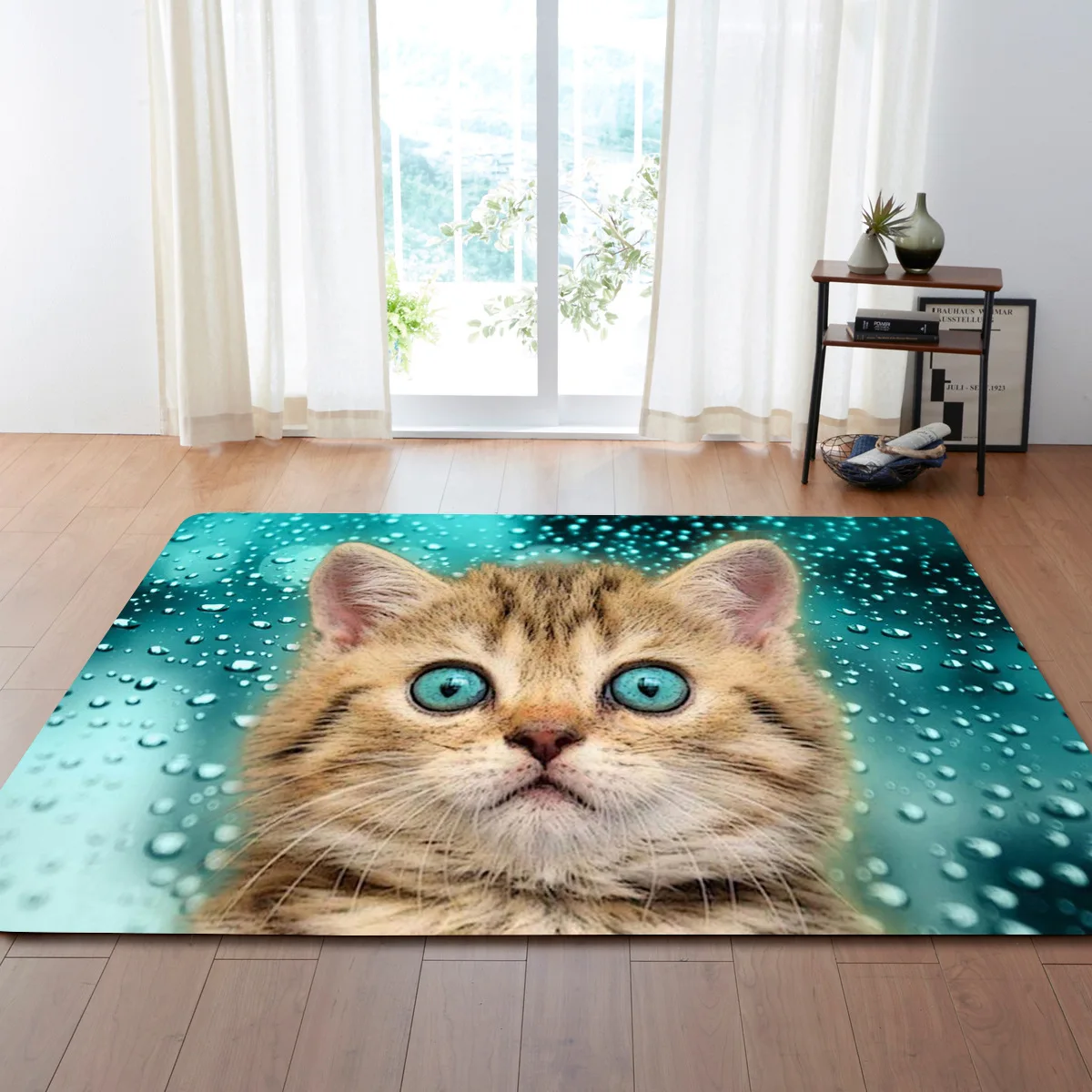

Nordic 3D Printed Large Carpets Creative Art Cats Mat Soft Flannel Area Rugs Anti-slip Rug for Living Room Home Decors Parlor