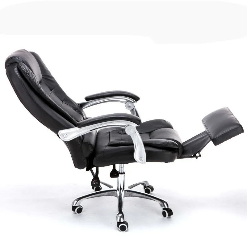 Reclining Adjustable Boss Office Armchair Fashion PU Computer Leisure Chair Explosion-Proof Swivel Chair Seat With Footrest