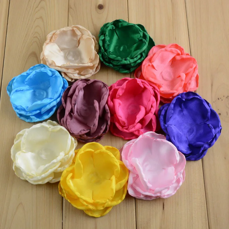 

20 pcs/lot 3" Burned Edged Ruffled petal Satin Flowers