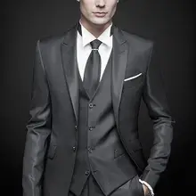 Новое поступление, горячая Распродажа, изготовленный на заказ стильный Выпускной однобортный пиковый смокинг с лацканами мужской костюм жениха(пиджак+ брюки+ жилет+ галстук