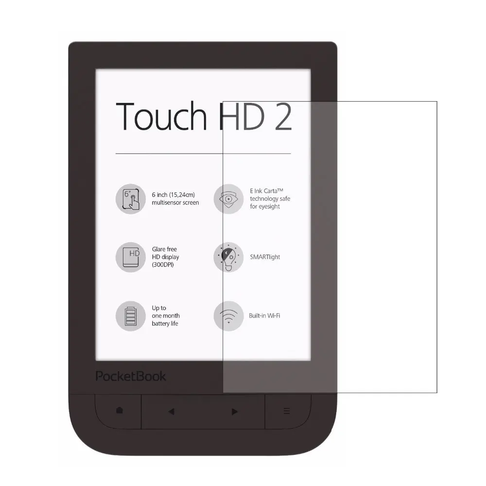 

2* Clear LCD PET Film Anti-Scratch / Touch Responsive Screen Protector Cover for PocketBook 631 Touch HD 2 6 inch