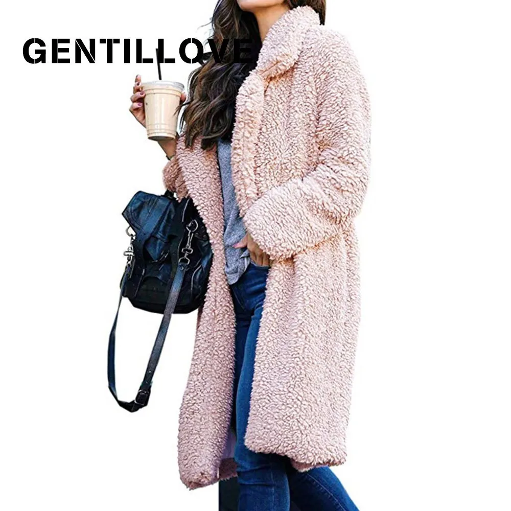 #*Cheap 2019 Plush Coat Women Fur Lamb Thicken Winter Warm Long Sleeve Female Jackets Overcoat Outerwear Faux Fur Coat For Women