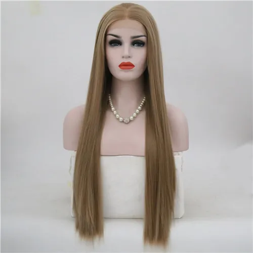JOY& BEAUTY 15 видов стилей синтетический натуральный гладкий длинный прямой парик на кружеве высокотемпературное волокно для женщин парики 28 дюймов - Цвет: IMG-008