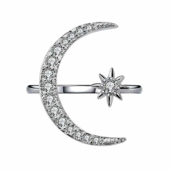 Новые модные кольца с золотыми кристаллами, кольца Полумесяца средней длины для женщин и девушек, кольцо на кастет, открытые кольца, бижутерия, подарки на день рождения