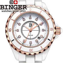 Binger new luxury brand women fashion watches cz diamonds quartz dress ceramic Christmas gift Analog rose gold Wristwatches girl