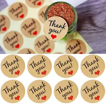 

300pcs Heart Shape round thank you label stickers seals Label For Gifts student stationery supply Adhesive stickers scrapbooking