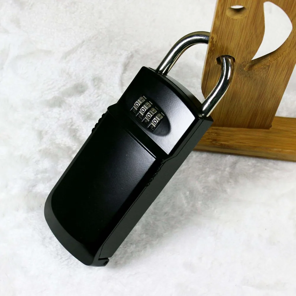 Office Secret Locks Padlock Keyed Security Gym Mechanical Password Door Lock Key Storage Box Organizer, Big Metal Size black