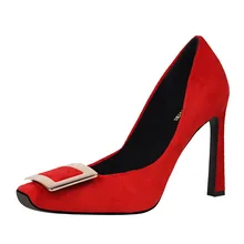 2017 frühling Mode Schuhe Frauen Einfarbig Karree Flach Mund High Heels Okzident Stil Sexy Elegante Hochzeit Pumpen
