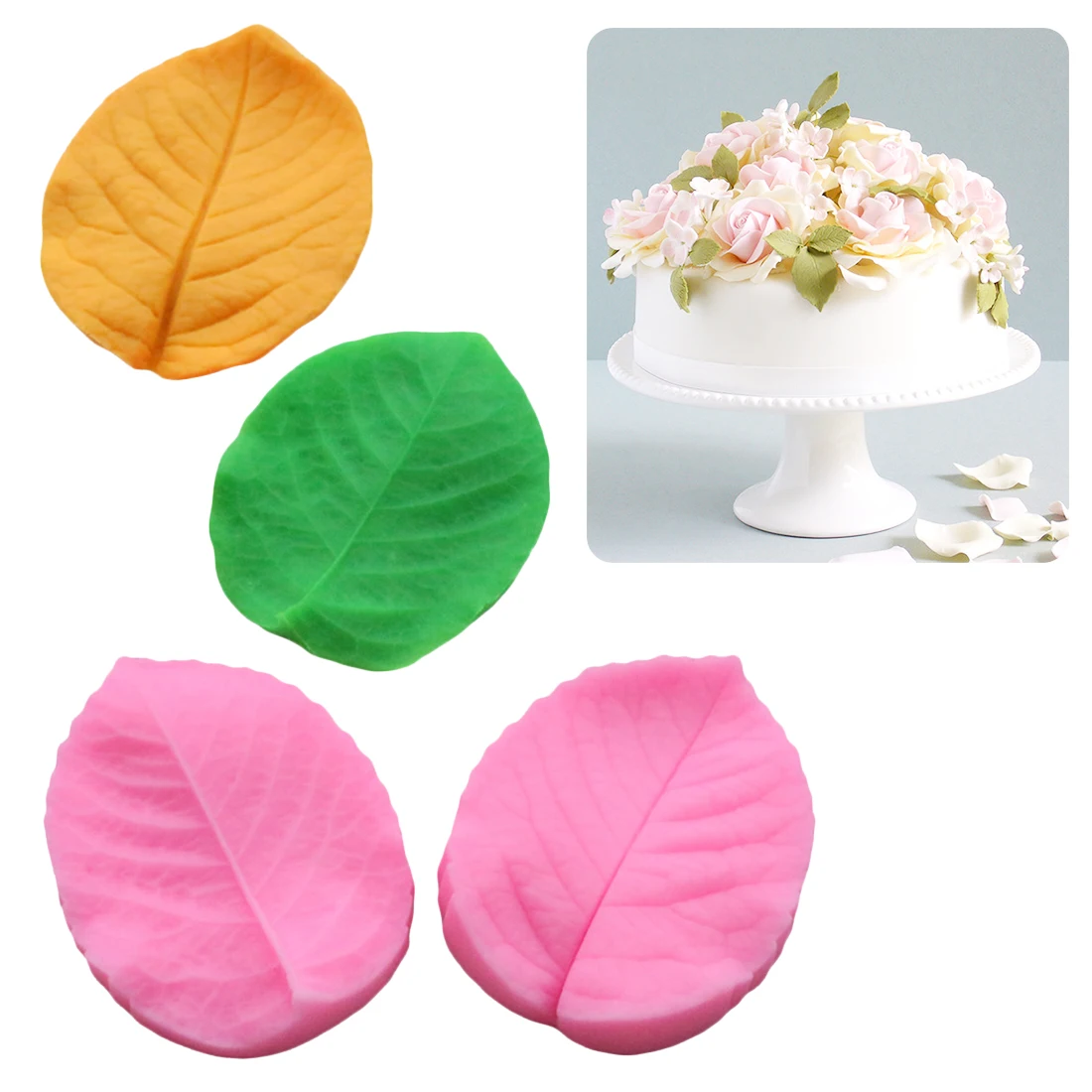 

3D Flower Baking Gum Paste Peony Rose Floral Petal Leaves Silicone DIY Chocolate Cake Fondant Sugar Wedding Craft Mold