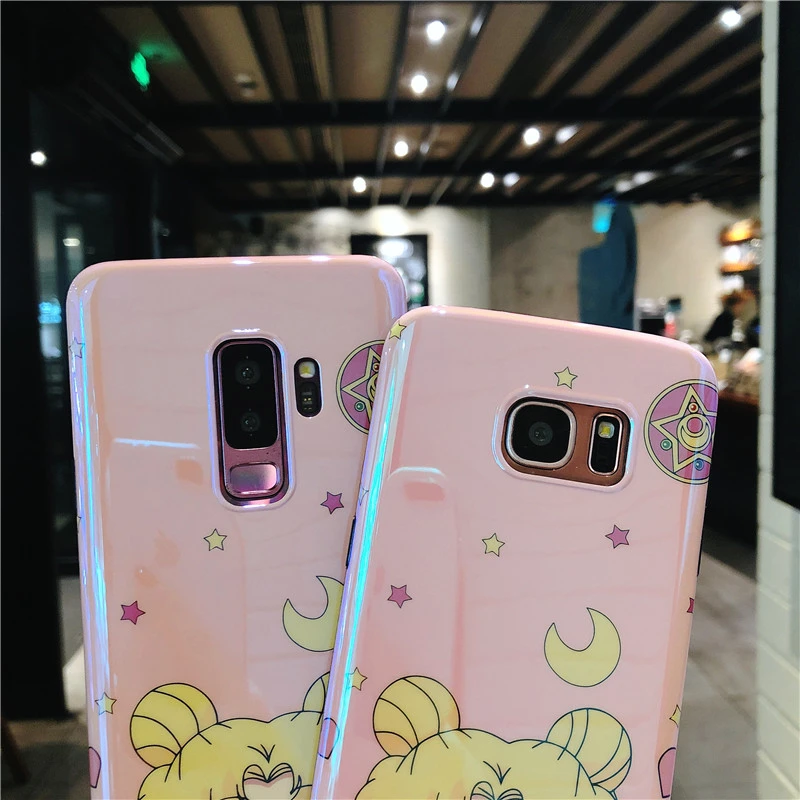 Милый чехол-накладка для samsung S9 S10 plus Sailor moon для samsung S8 S8plus note8 note9 S7edge, мягкая задняя крышка+ игрушка luna cat+ ремешок