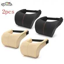 2x Car Seat Neck Pillow PU Leather Ergonomic Seat Headrest Pad Auto Car Neck Rest Memory Foam Pillows