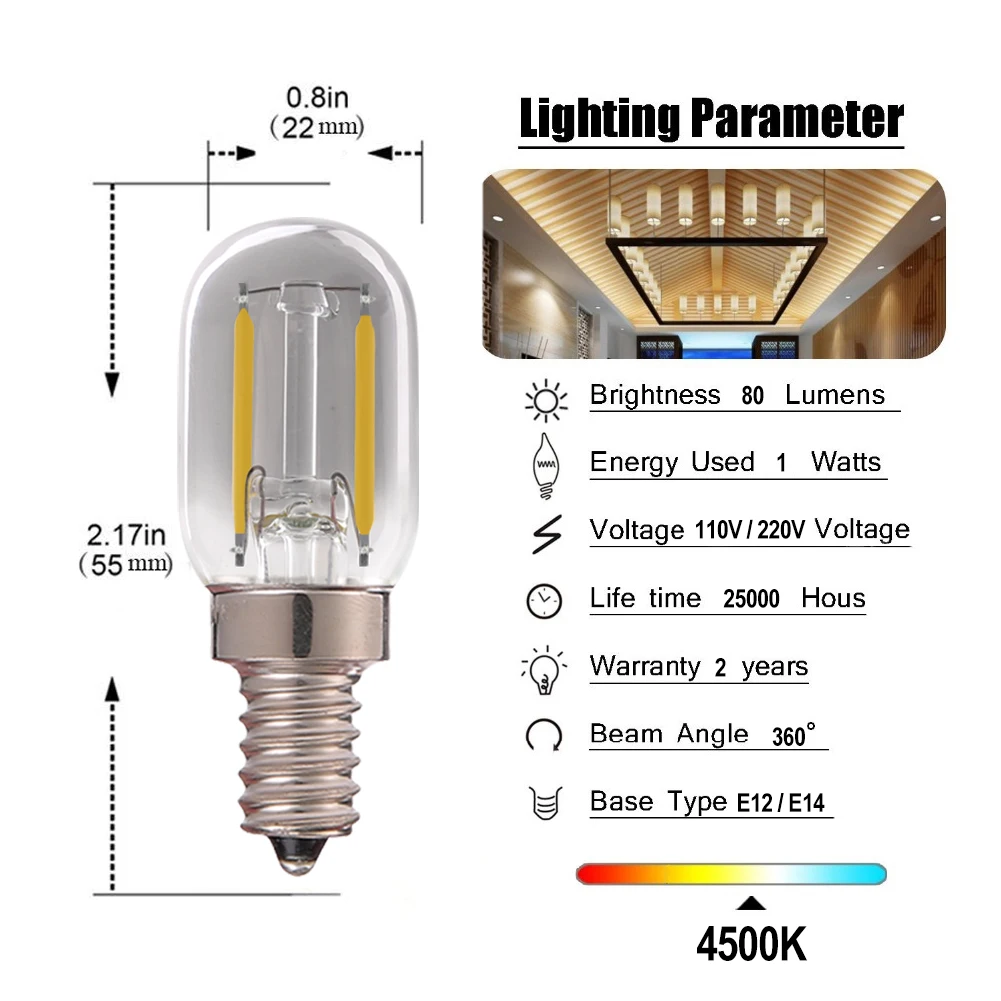 Dimmable E14 Светодиодный светильник накаливания 1 Вт E14 220 В E12 110 В светодиодный светильник Эдисона Ретро светодиодный свет лампы дневного света