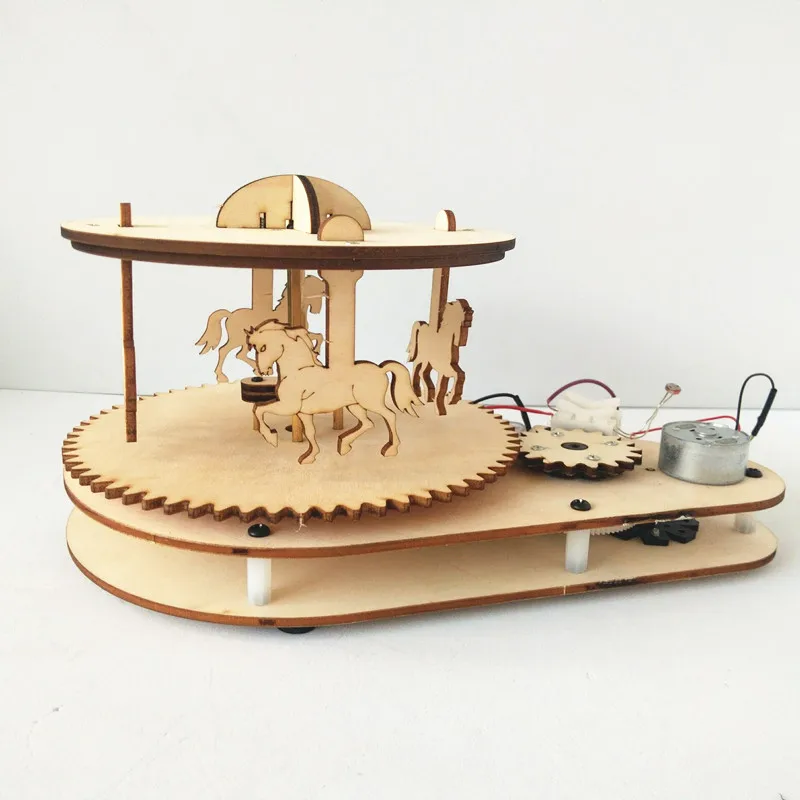 Happyxuan Funny Kids DIY Inventions Science Toys Technology Light Control Wood Carousel Horse School Projects Kits Educational Happyxuan Funny Kids DIY Inventions Science Toys Technology Light Control Wood Carousel Horse School Projects Kits Educational
