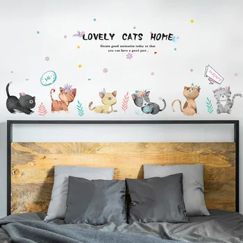 

Cute little cat image nkjet Removable Wall Stickers Home Children's Room Interior PVC Material Wall sticker Z30527